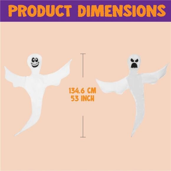 2 Pack 53" Halloween Bendable Tree Wrap Ghost for Halloween Decoration - Picture 4 of 7